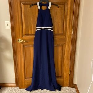 Navy blue and silver prom dress by My Michelle